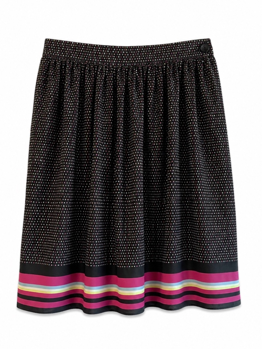 4/$20➡️ Old Navy Black Polka Dot Skirt with Colorful Hem Stripes – Size 10 EUC
